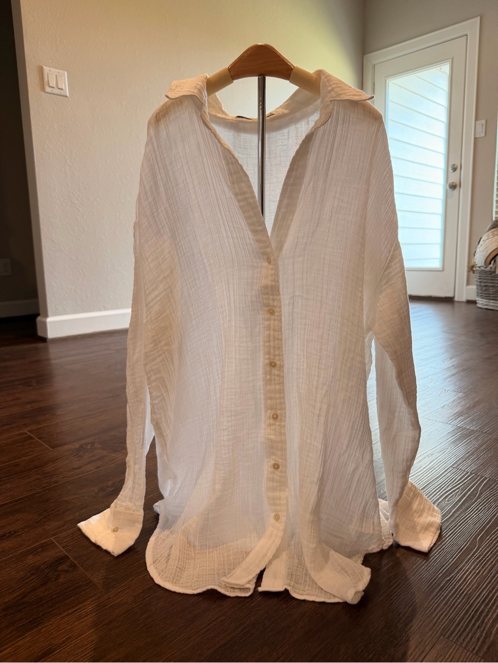 Abercrombie & Fitch White Lightweight Gauze Shirt